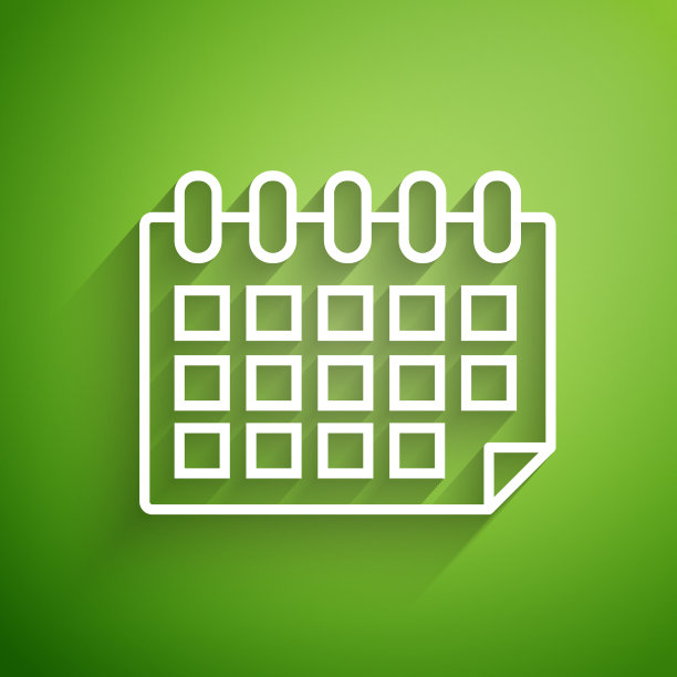 白线日历图标隔离在绿色上图片下载