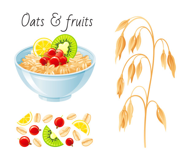 燕麦粉，水果，浆果，碗，燕麦片，耳片图片下载