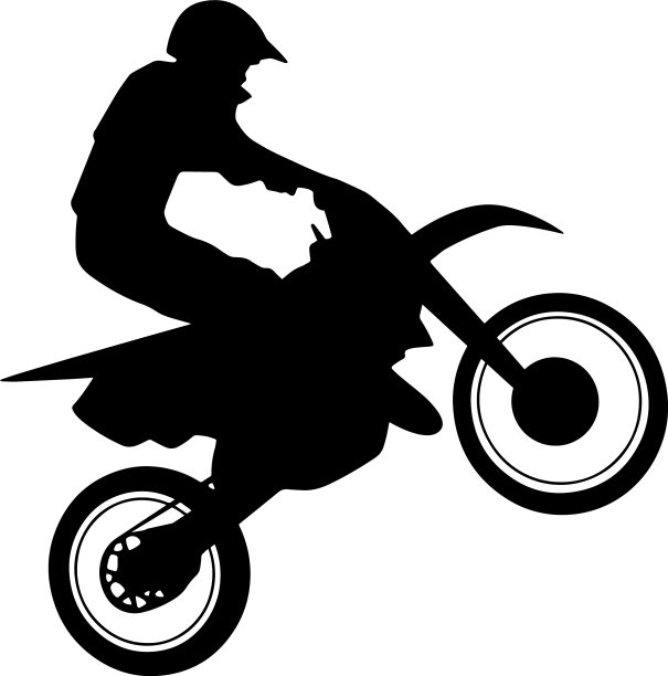 摩托车越野赛车手和摩托车剪影图片下载
