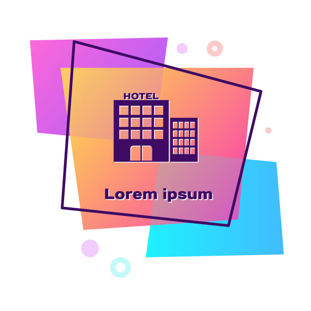 紫色酒店建筑图标孤立在白色上图片下载