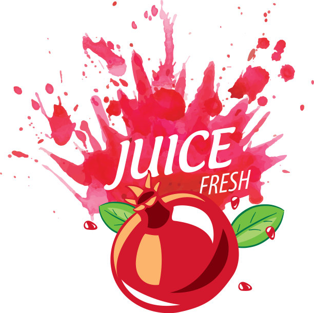 标志上的石榴汁溅白色图片下载