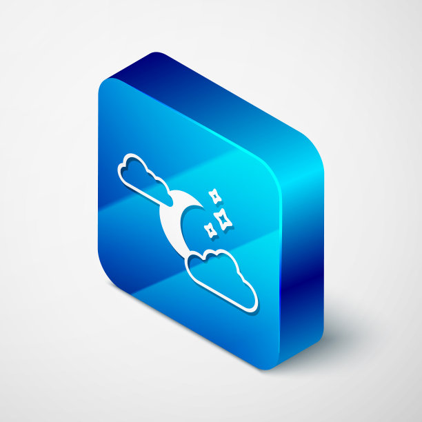 等距云与月亮和星星图标孤立图片下载