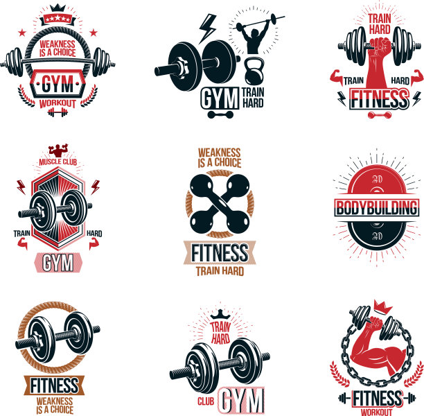 设置体育馆主题标志和励志横幅图片下载