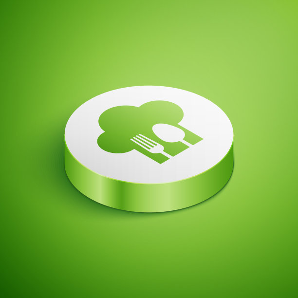 等距厨师帽与叉子和勺子图标图片下载