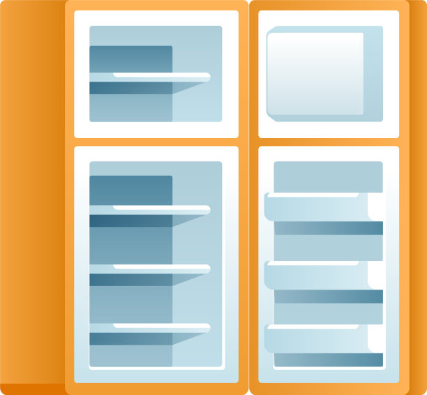 开放式厨房冰箱图标卡通风格图片下载