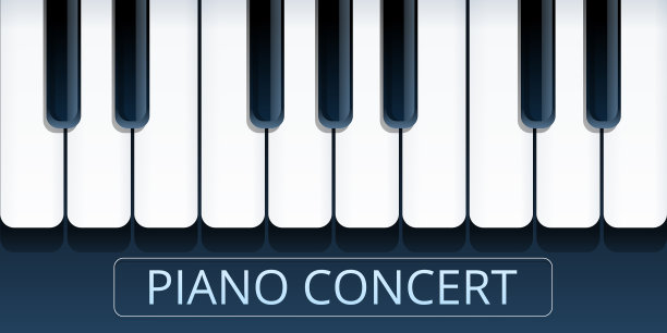 钢琴音乐会概念横幅卡通风格图片下载