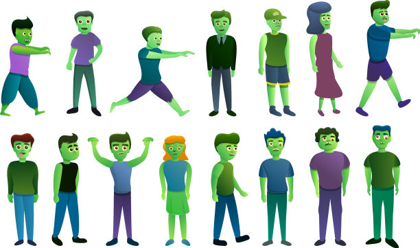 僵尸图标设置卡通风格图片下载