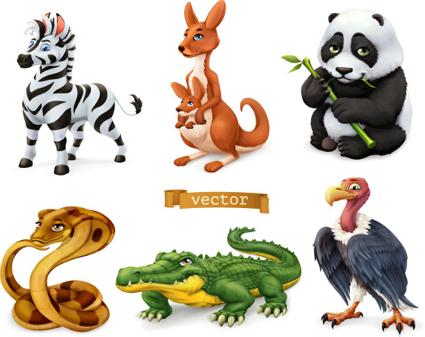 有趣的动物斑马袋鼠熊猫熊眼镜蛇图片下载