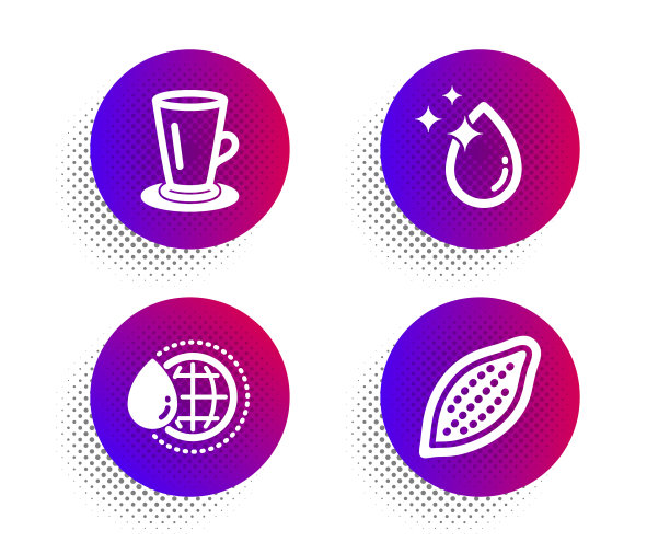 茶杯世界的水和水滴图标集图片下载