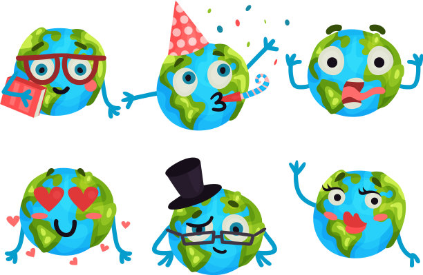 一套可爱的卡通地球仪图片下载