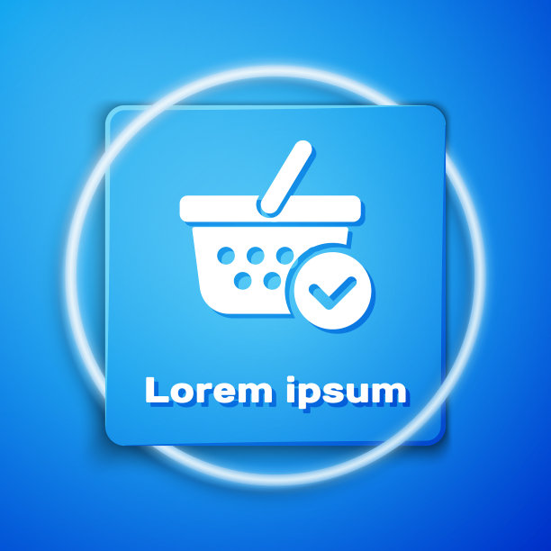 白色购物篮与检查标记图标图片下载