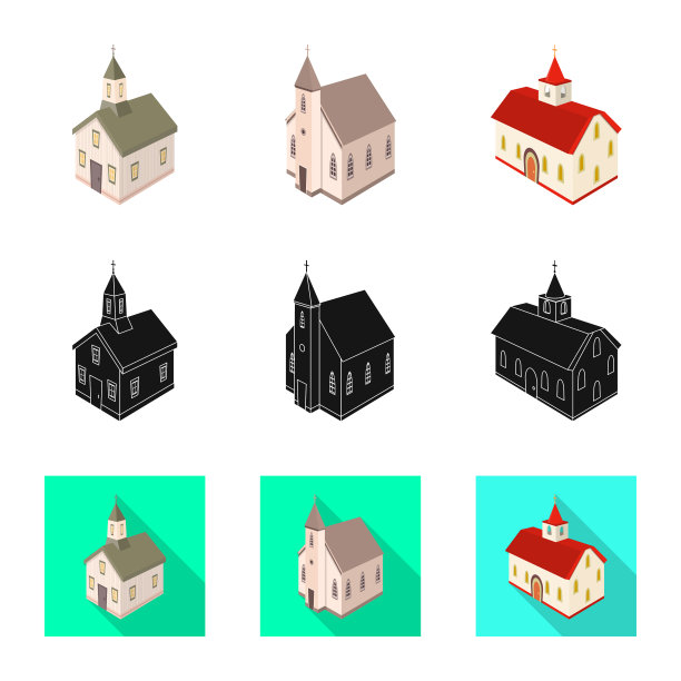 孤立对象庙和历史标志集图片下载