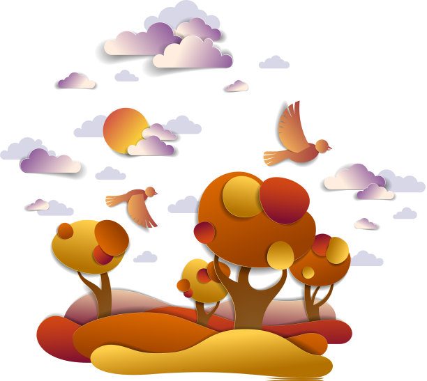 风景优美的秋景草甸和树木图片下载