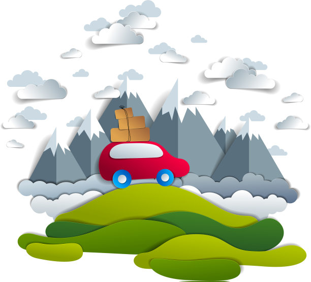 汽车旅游和旅游红色小货车与行李图片下载