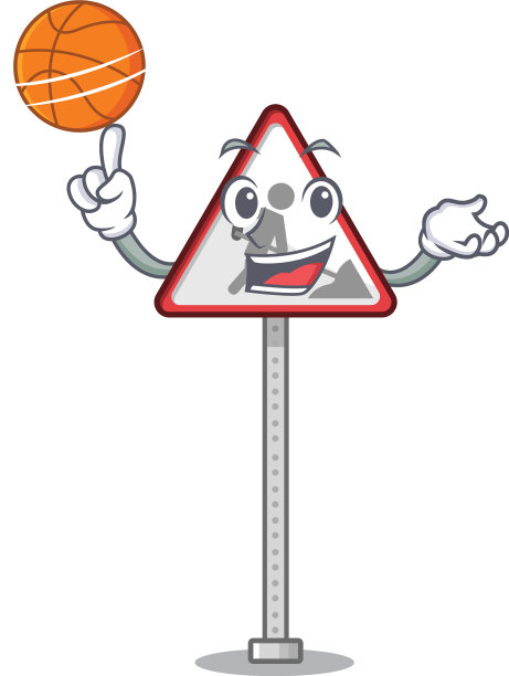 以篮球为路工的卡通标志造型图片下载