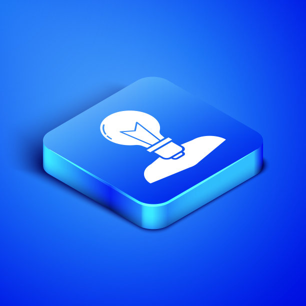 等距人体头部与灯泡图标隔离图片下载