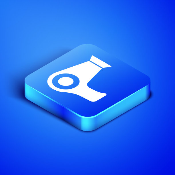 等距电吹风图标孤立在蓝色图片下载