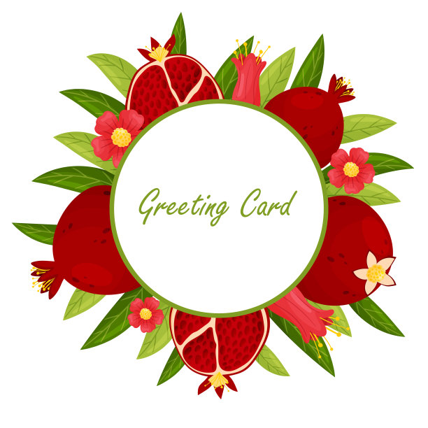 贺卡与石榴框架图片下载