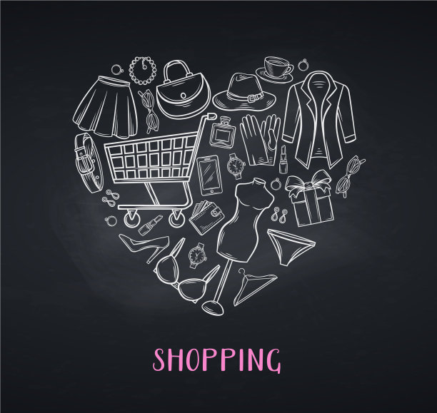 时尚购物横幅黑板风格图片下载