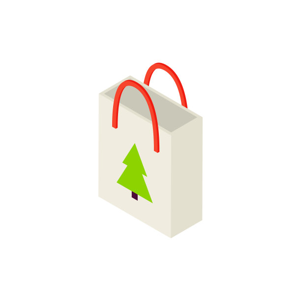 购物袋圣诞树等距物体图片下载