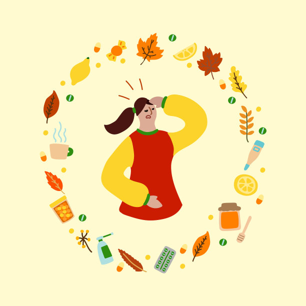 扁平的流感女人和框架药物和图片下载