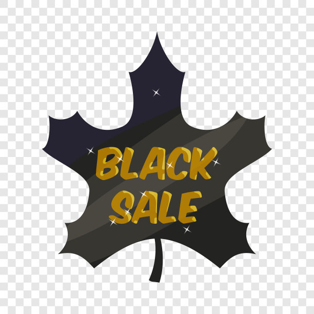 标签叶黑色销售图标卡通风格图片下载