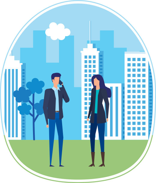 商业夫妇在城市使用智能手机图片下载