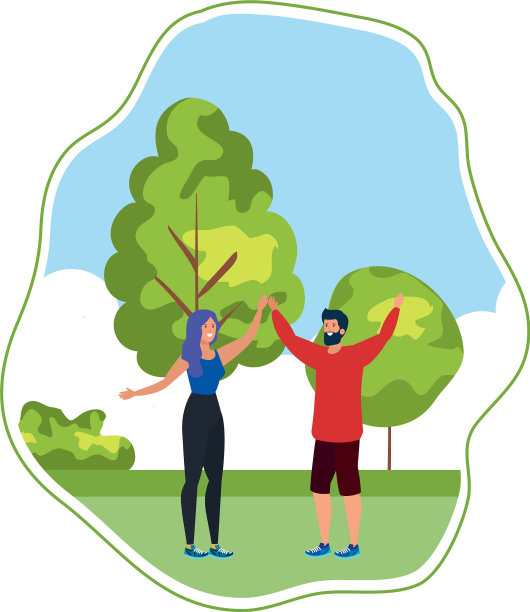 年轻的情侣在公园里庆祝图片下载