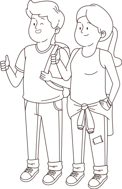 青少年朋友们穿着黑色衣服微笑问候图片下载