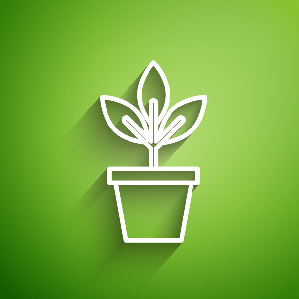 白线花在盆中图标孤立在绿色图片下载
