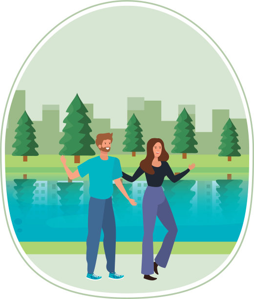 年轻的情侣在风景图片下载