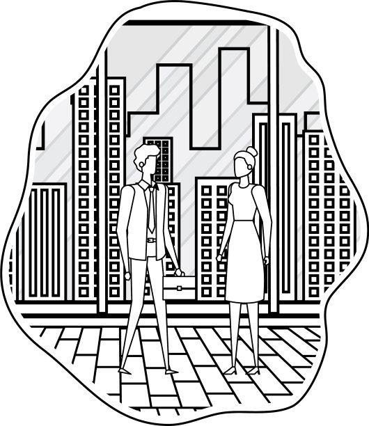 优雅的年轻商业夫妇在城市图片下载