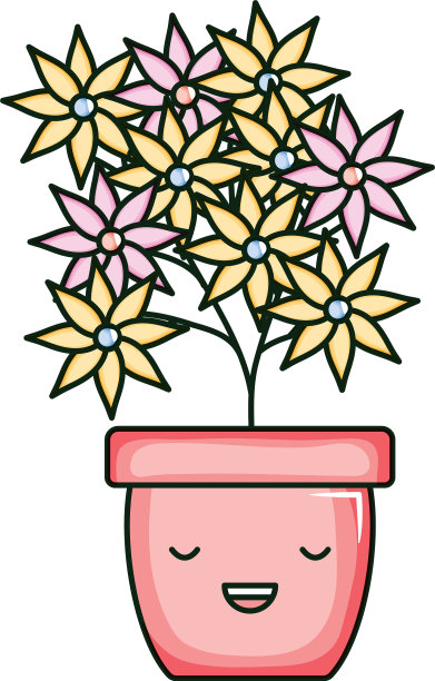 花坛中陶罐卡哇伊的性格图片下载