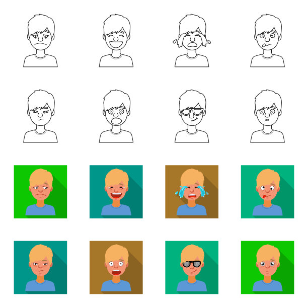 脸和男孩的标志集图片下载