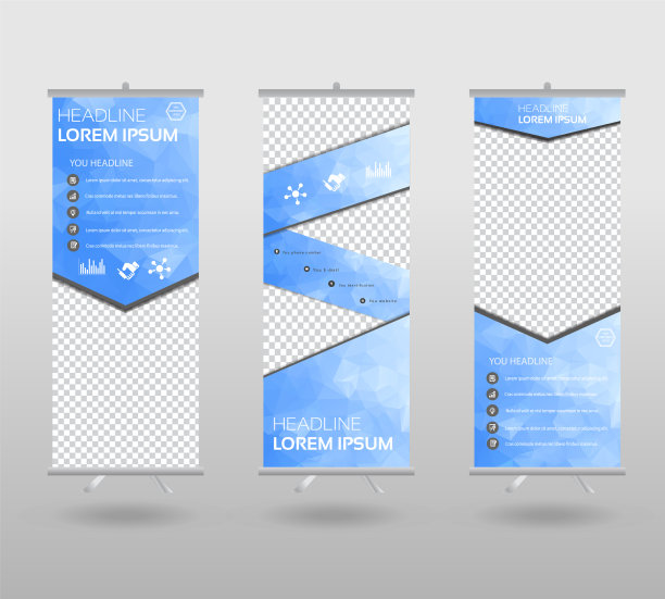 红色滚动横幅模板和信息图形图片下载