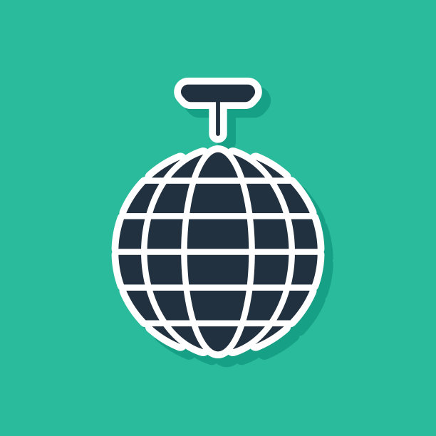 蓝色迪斯科球图标孤立在绿色背景图片下载