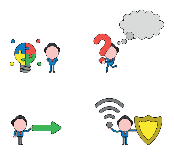 商人字符集黑色轮廓和图片下载