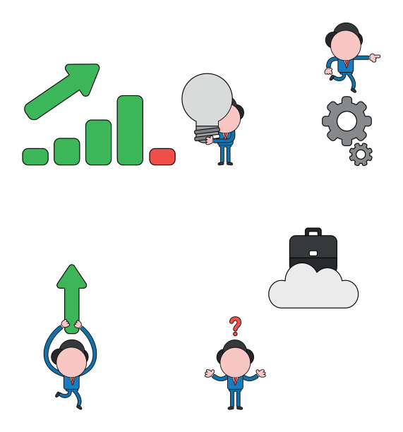 商人字符集黑色轮廓和图片下载