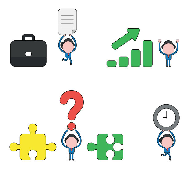 商人字符集黑色轮廓和图片下载