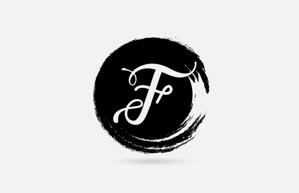 F字母标识上的字母在黑色圆圈中图片下载