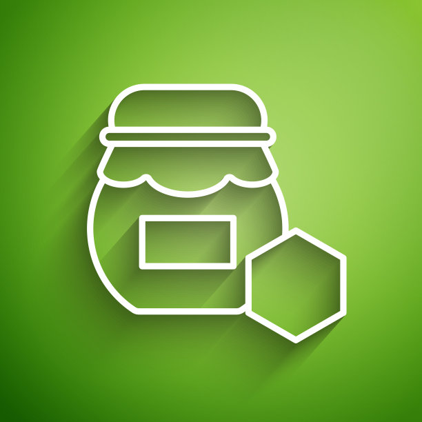白色线罐蜂蜜图标孤立在绿色图片下载