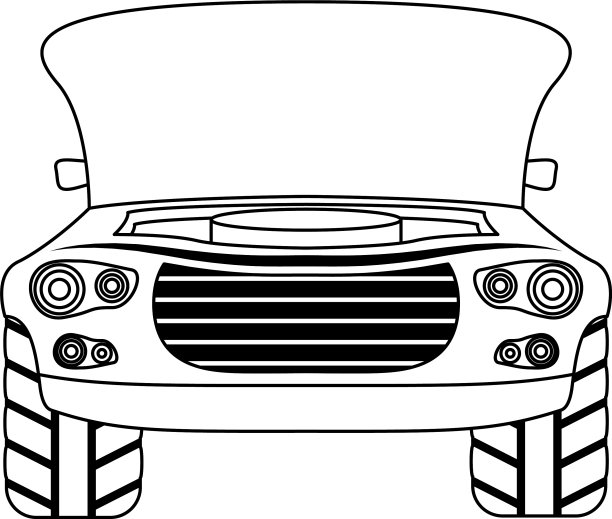 汽车与打开引擎盖机械图标图片下载