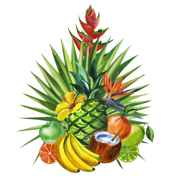 水彩无缝花卉图案与水果手绘装饰背景。手绘水彩插图。印刷纺织品，布料，墙纸，剪贴簿图片下载