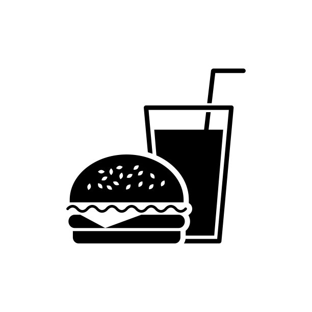 汉堡和饮料图标矢量插图模板设计流行图片下载
