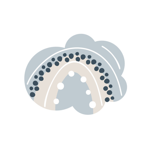 矢量云与彩虹卡通斯堪的纳维亚风格孤立在白色背景的孩子。可爱的手绘插画海报，印刷品，卡片，织物，儿童书籍，室内设计图片下载