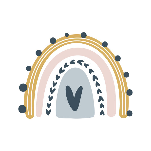 矢量彩虹心卡通斯堪的纳维亚风格孤立在白色背景上的孩子。可爱的手绘风格的海报，印刷品，卡片，织物，儿童书籍，室内设计图片下载