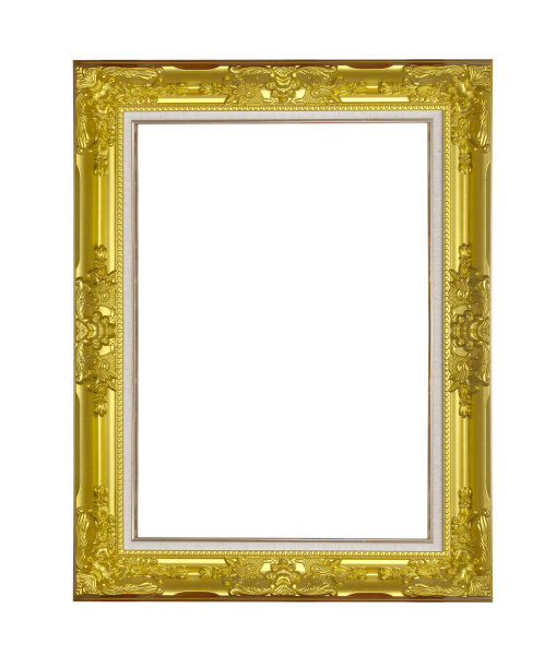 白色背景上的金色相框图片下载