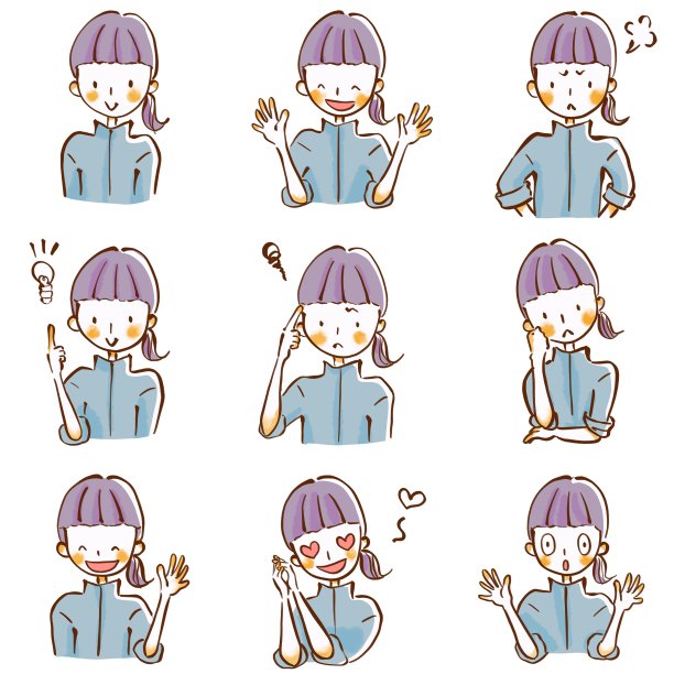 插图的一个女性饲养员面部表情收集图片下载