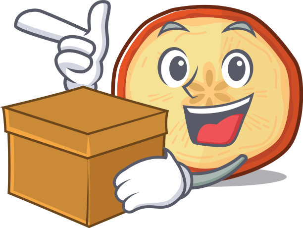 可爱的苹果片卡通人物有一个盒子图片下载