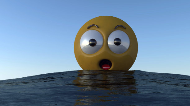 一个大大的黄色表情符号的3D插图，眼睛和嘴巴都睁得大大的图片下载